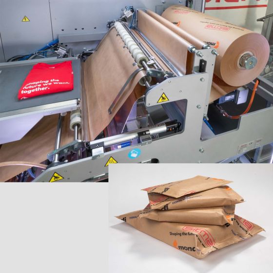 Mašina za pakovanje papirom za logistiku u E-trgovini 900 paketa/h.Pakovanje u papirne vreće.
